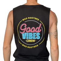Load image into Gallery viewer, Mens Good Vibes Crew Tank- Black
