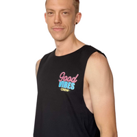 Load image into Gallery viewer, Mens Good Vibes Crew Tank- Black
