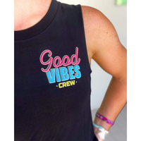 Load image into Gallery viewer, Womens Good Vibes Crew Tank - Black
