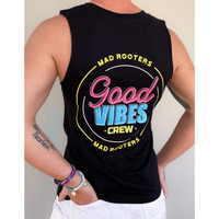 Load image into Gallery viewer, Womens Good Vibes Crew Tank - Black
