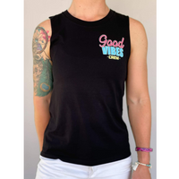 Load image into Gallery viewer, Womens Good Vibes Crew Tank - Black
